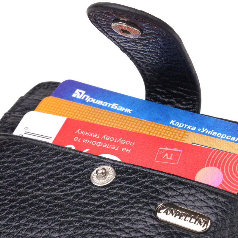 Стильный кошелек из натуральной зернистой кожи CANPELLINI Черный