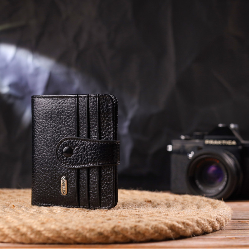 Стильный кошелек из натуральной зернистой кожи CANPELLINI Черный