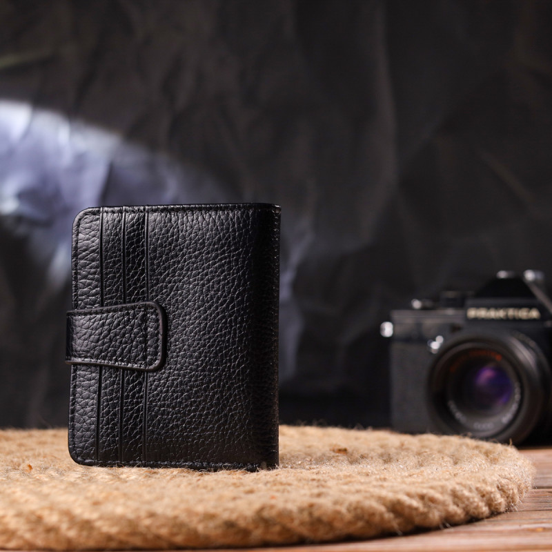 Стильный кошелек из натуральной зернистой кожи CANPELLINI Черный