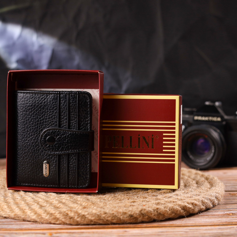 Стильный кошелек из натуральной зернистой кожи CANPELLINI Черный