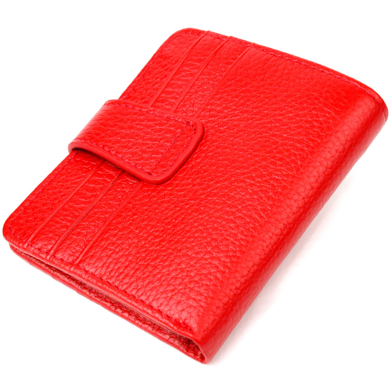 Яркий женский кошелек из натуральной зернистой кожи CANPELLINI Красный
