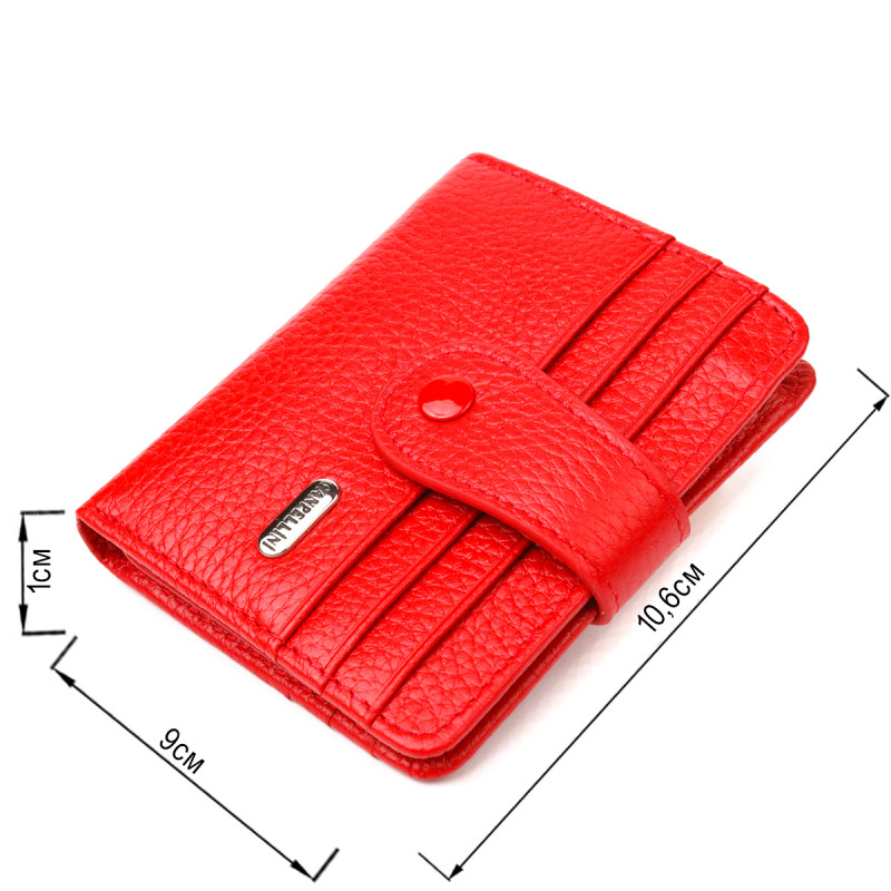 Яркий женский кошелек из натуральной зернистой кожи CANPELLINI Красный