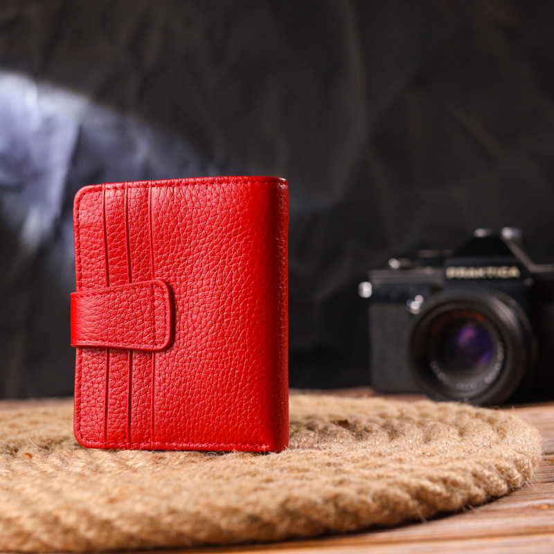 Яркий женский кошелек из натуральной зернистой кожи CANPELLINI Красный