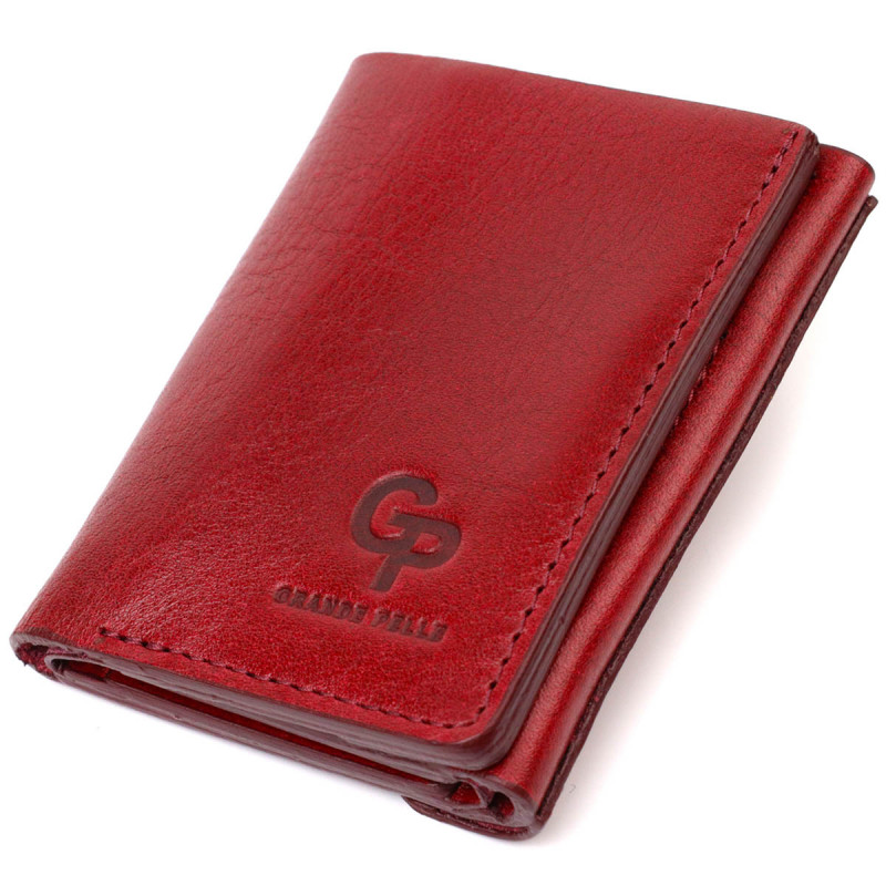 Компактне жіноче портмоне в три складання GRANDE PELLE Бордовий