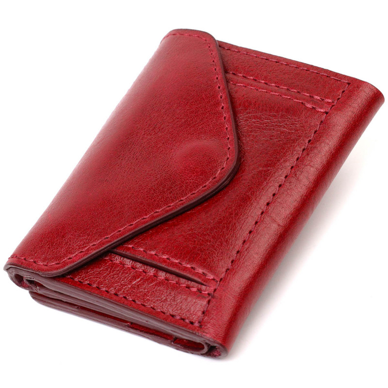 Компактне жіноче портмоне в три складання GRANDE PELLE Бордовий