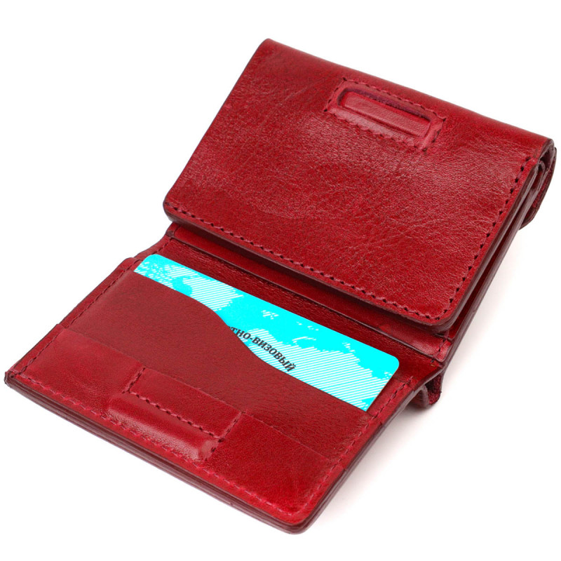 Компактне жіноче портмоне в три складання GRANDE PELLE Бордовий