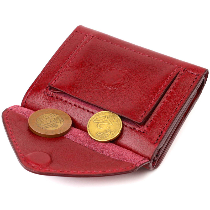 Компактне жіноче портмоне в три складання GRANDE PELLE Бордовий