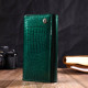 Лакированный женский кошелек с блоком для визиток из натуральной кожи ST Leather Зеленый