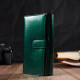 Лакированный женский кошелек с блоком для визиток из натуральной кожи ST Leather Зеленый
