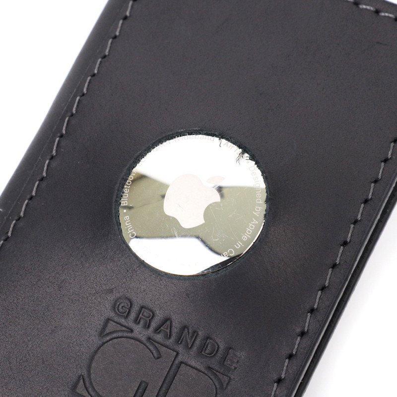 Надійний картхолдер з утримувачем для Apple AirTag з натуральної шкіри GRANDE PELLE Чорний