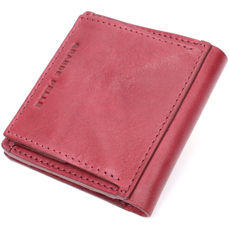 Компактное портмоне из натуральной кожи GRANDE PELLE Бордовый