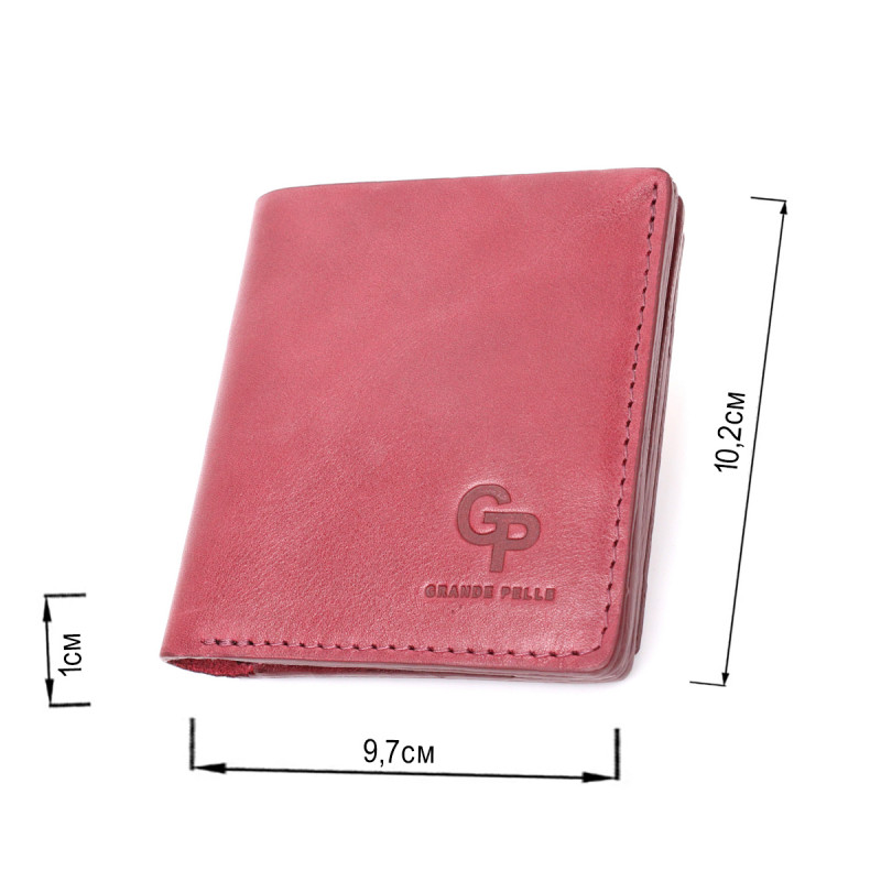 Компактное портмоне из натуральной кожи GRANDE PELLE Бордовый