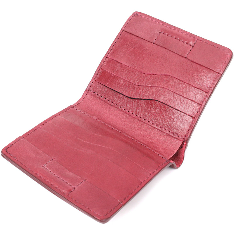 Компактное портмоне из натуральной кожи GRANDE PELLE Бордовый