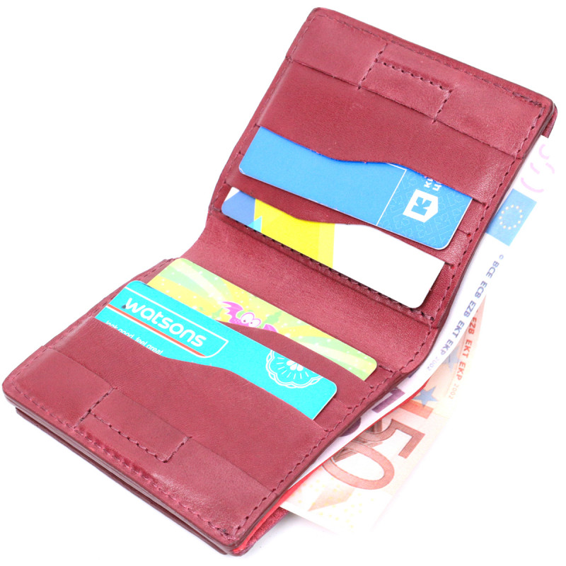 Компактное портмоне из натуральной кожи GRANDE PELLE Бордовый