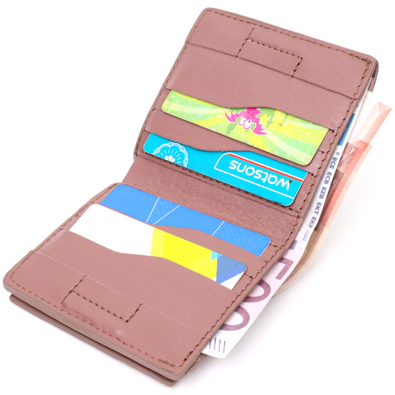 Невелике портмоне з натуральної шкіри GRANDE PELLE Пудровий