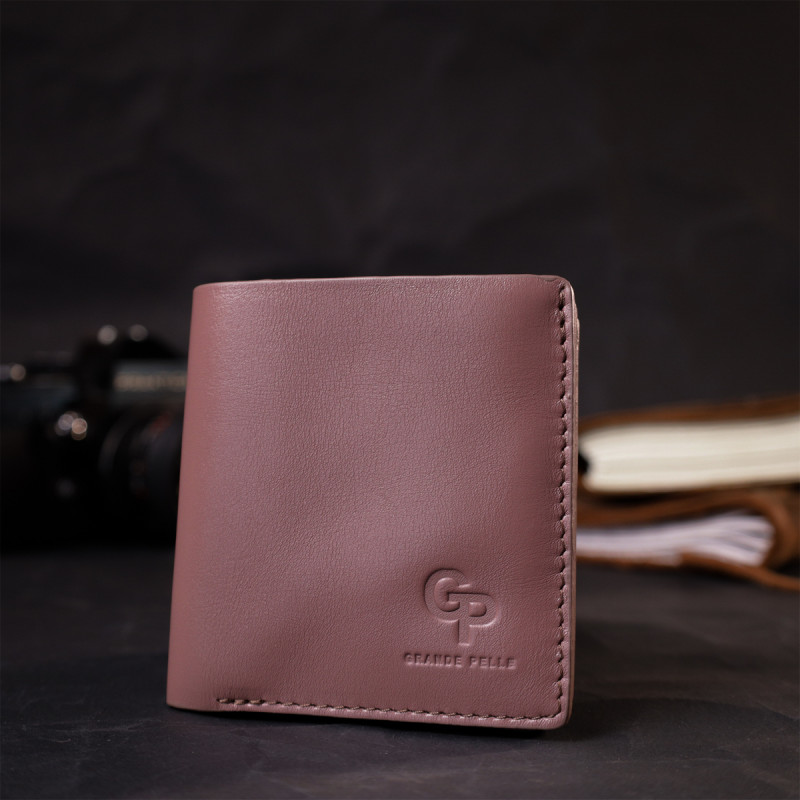 Невелике портмоне з натуральної шкіри GRANDE PELLE Пудровий