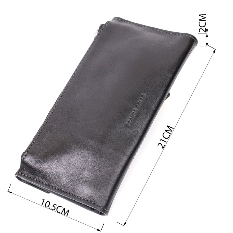 Стильний гаманець із монетницею зовні з натуральної шкіри GRANDE PELLE Чорний