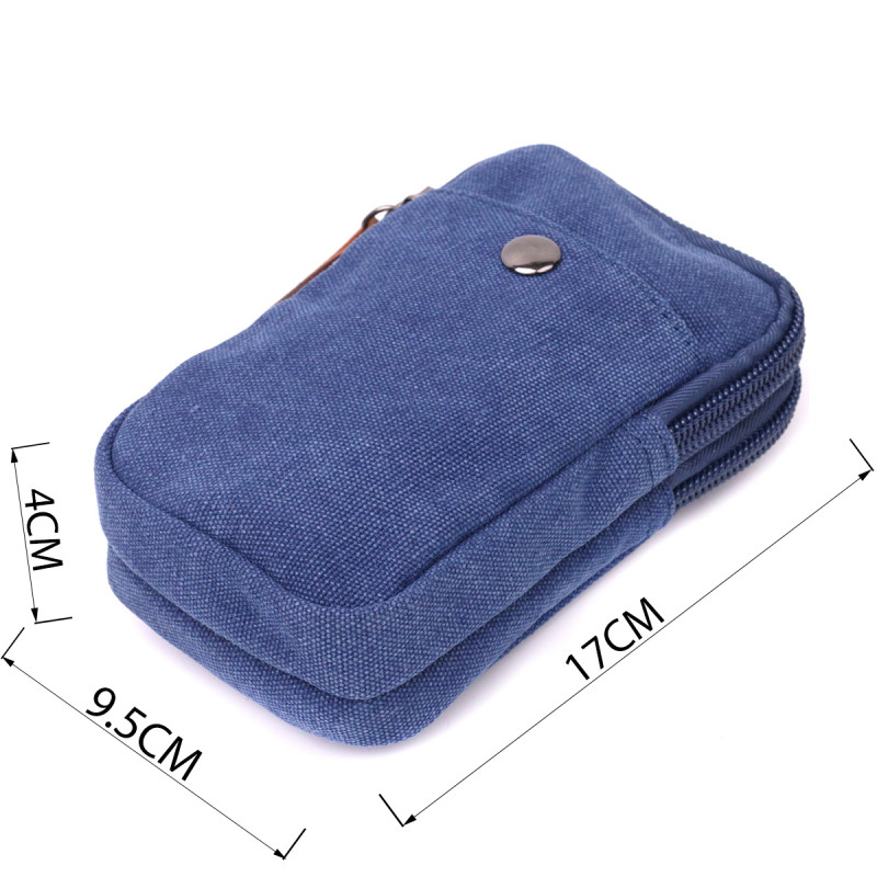 Практична сумка-чохол на пояс із металевим карабіном із текстилю Vintage Синій