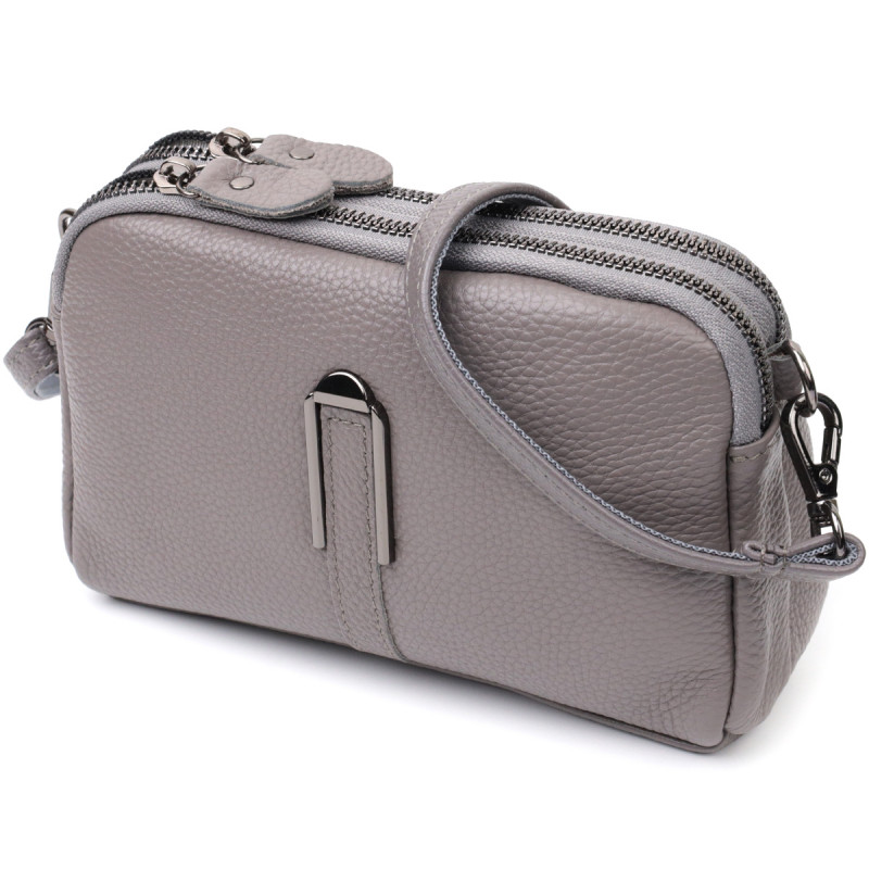 Сумка женская на два отделения из натуральной кожи Vintage Серая