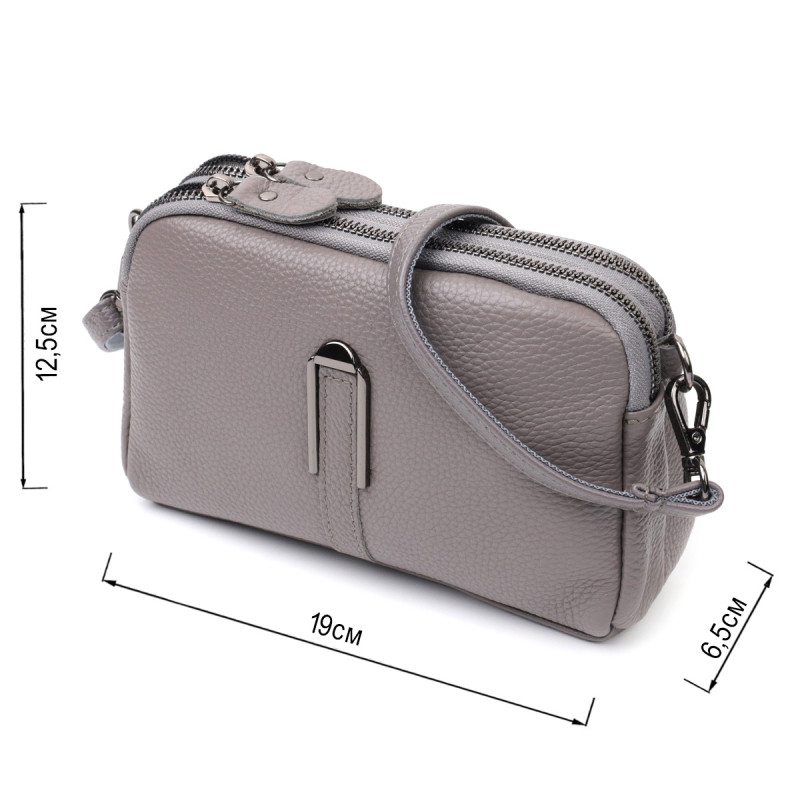 Сумка женская на два отделения из натуральной кожи Vintage Серая