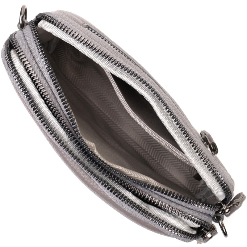 Сумка женская на два отделения из натуральной кожи Vintage Серая