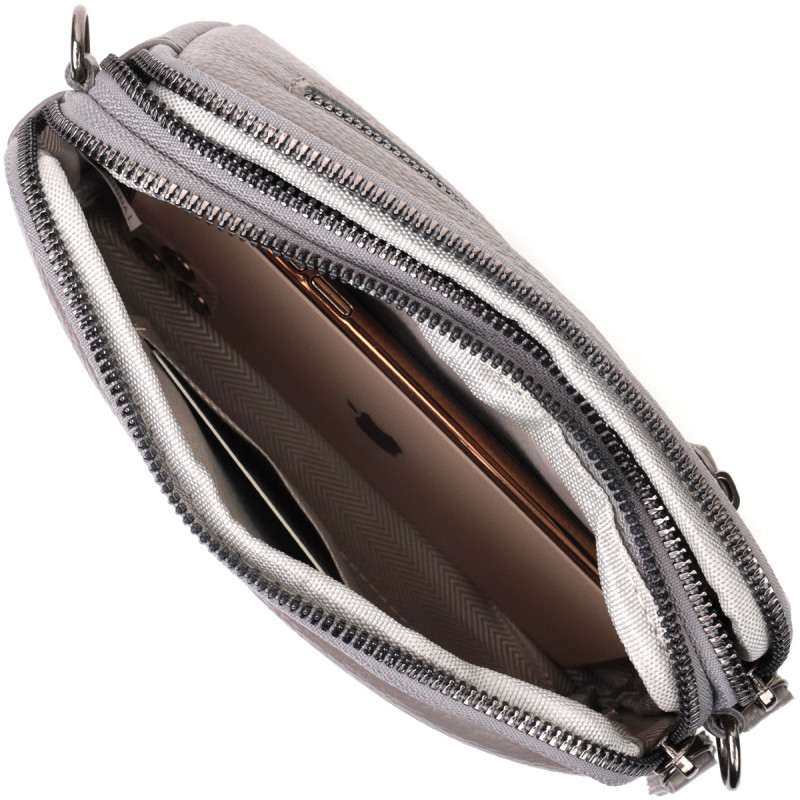 Сумка женская на два отделения из натуральной кожи Vintage Серая