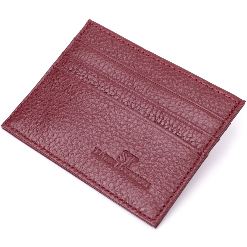 Практичный кард-кейс из натуральной кожи ST Leather Бордовый