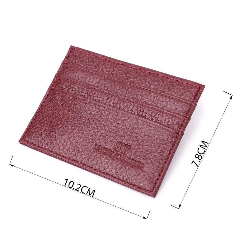 Практичный кард-кейс из натуральной кожи ST Leather Бордовый