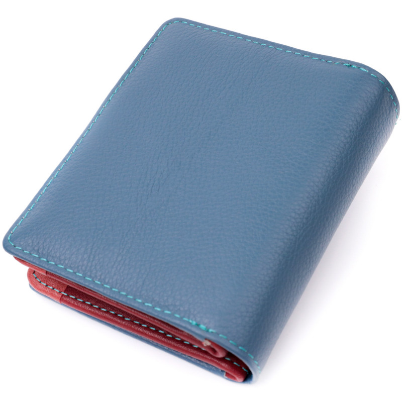 Небольшой вертикальный женский кошелек из натуральной кожи ST Leather Бирюзовый