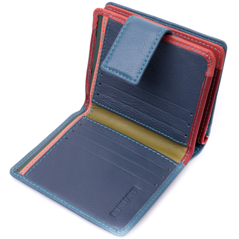 Небольшой вертикальный женский кошелек из натуральной кожи ST Leather Бирюзовый