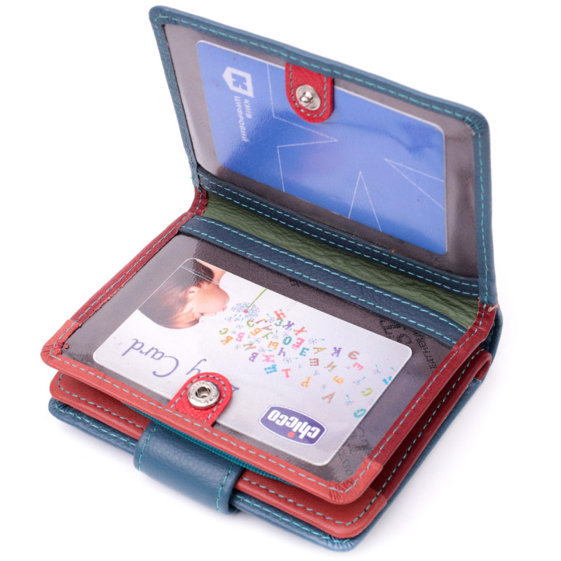 Небольшой вертикальный женский кошелек из натуральной кожи ST Leather Бирюзовый