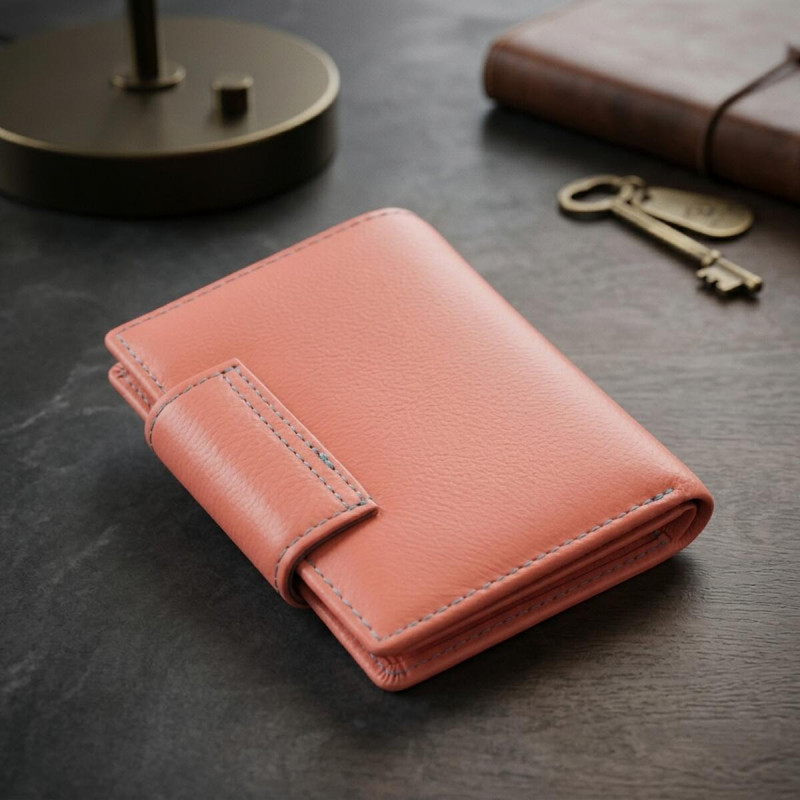 Гаманець з натуральної шкіри для жінок з цікавою монетницею ST Leather Помаранчевий