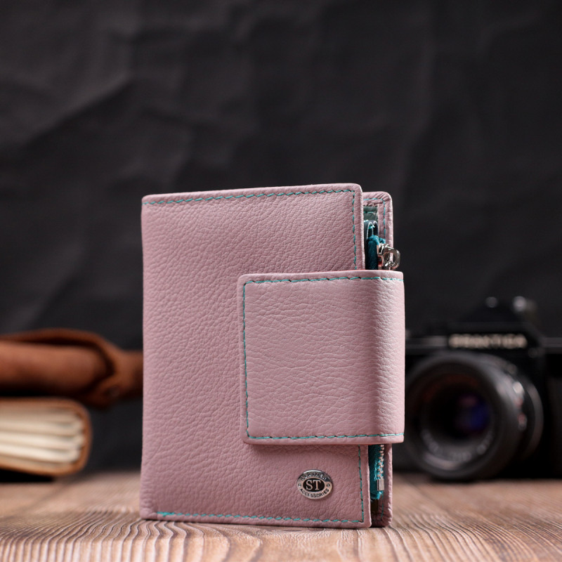 Интересное портмоне с монетницей для женщин из натуральной кожи ST Leather Бежевый