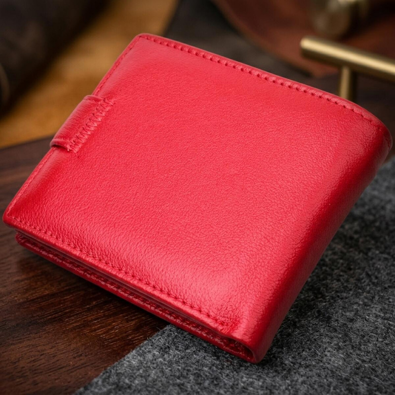 Яскраве жіноче портмоне з блоком для карт з натуральної шкіри ST Leather Червоний