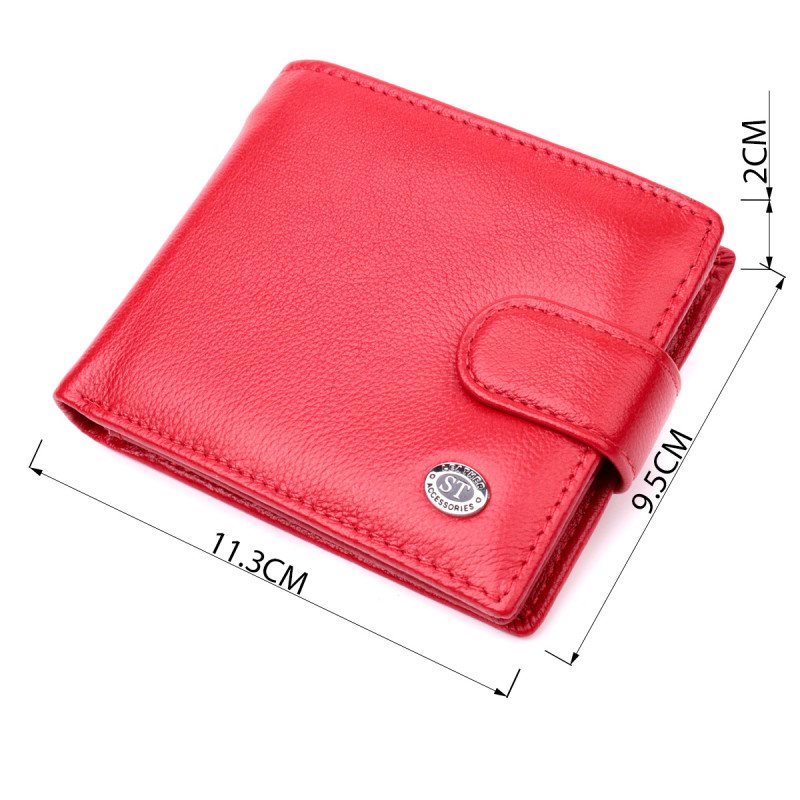 Яркое женское портмоне с блоком для карт из натуральной кожи ST Leather Красный