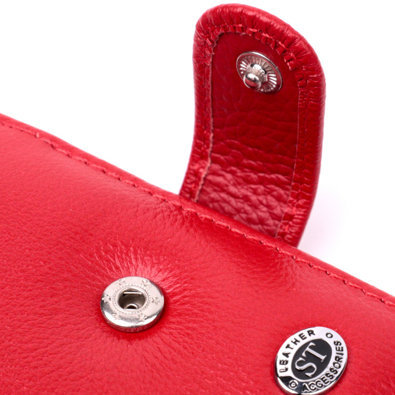 Яркое женское портмоне с блоком для карт из натуральной кожи ST Leather Красный