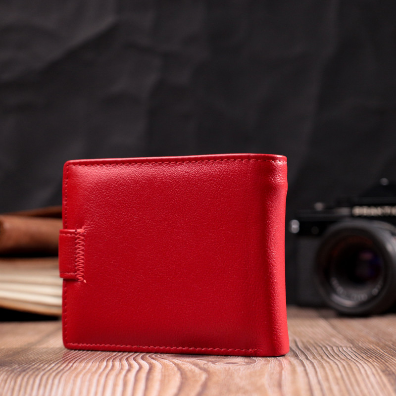 Яркое женское портмоне с блоком для карт из натуральной кожи ST Leather Красный