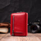Кожаный женский кошелек на молнии с металлическим логотипом производителя ST Leather Красный