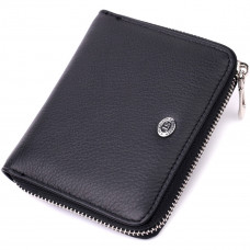 Портмоне для женщин на молнии в классическом цвете из натуральной кожи ST Leather Черный