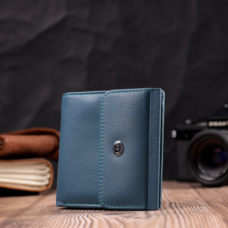 Стильный женский кошелек среднего размера из натуральной кожи ST Leather Бирюзовый