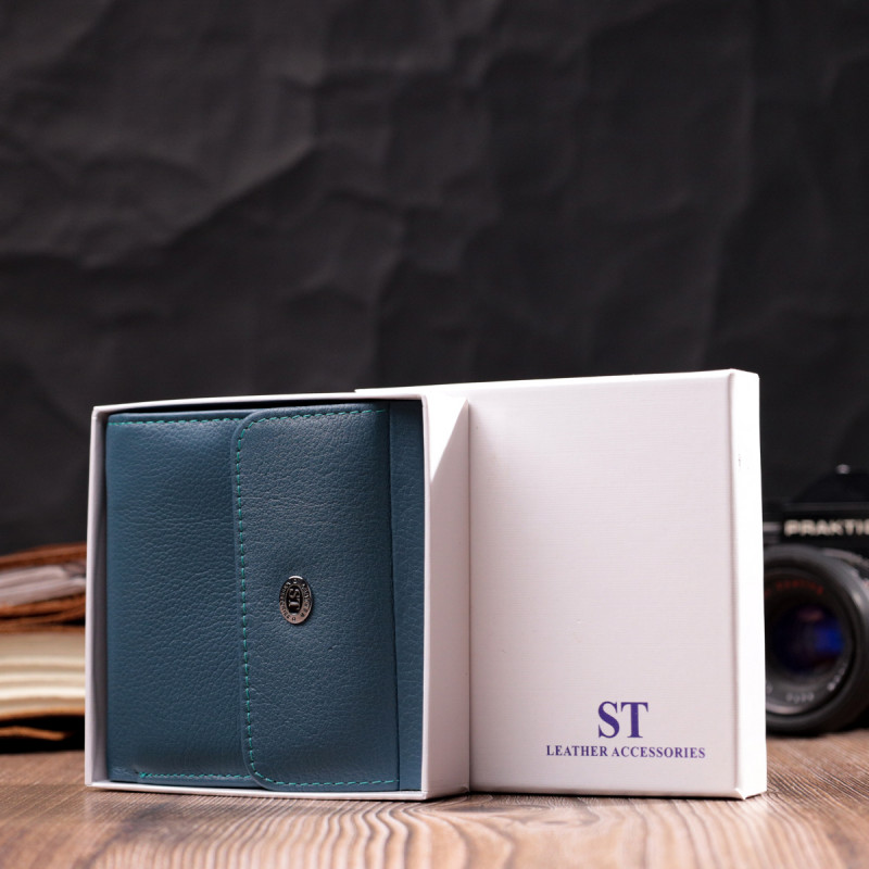 Стильный женский кошелек среднего размера из натуральной кожи ST Leather Бирюзовый