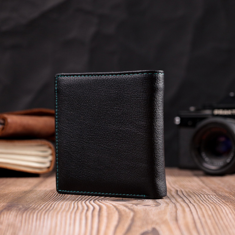 Женский оригинальный кошелек среднего размера из натуральной кожи ST Leather Черный