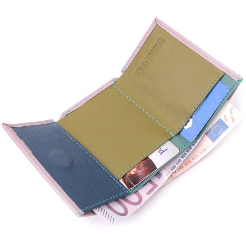 Компактный женский кошелек из натуральной кожи ST Leather Бежевый