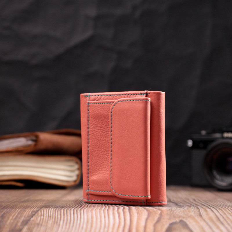 Невеликий гаманець для модниць із натуральної шкіри ST Leather Помаранчевий