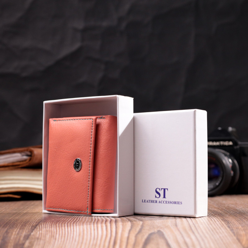 Невеликий гаманець для модниць із натуральної шкіри ST Leather Помаранчевий