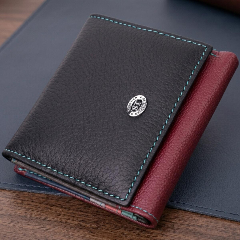 Стильный женский кошелек с оригинальной монетницей из натуральной кожи ST Leather Разноцветный