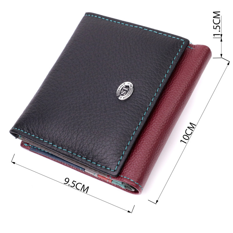 Стильный женский кошелек с оригинальной монетницей из натуральной кожи ST Leather Разноцветный