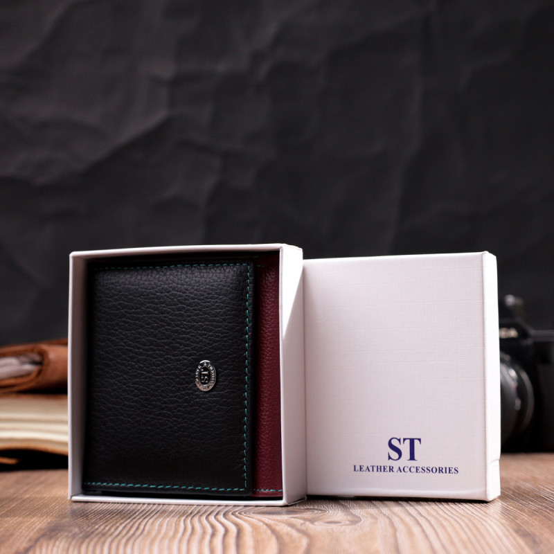 Стильный женский кошелек с оригинальной монетницей из натуральной кожи ST Leather Разноцветный