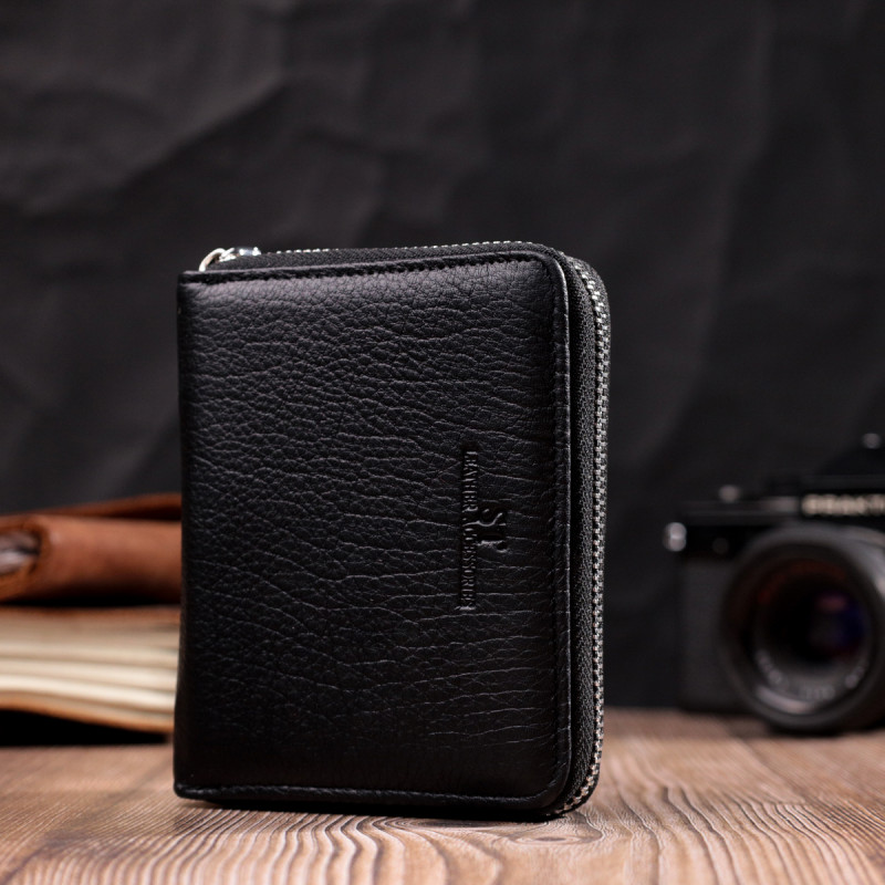 Женский отменный кошелек из натуральной кожи ST Leather Черный