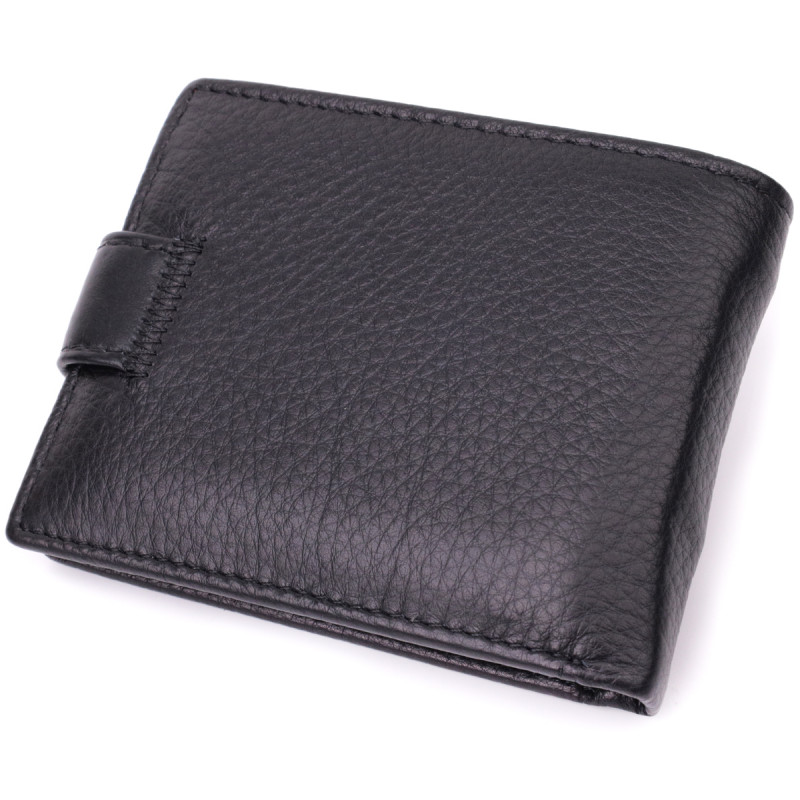 Небольшой вместительный кошелек из натуральной кожи ST Leather Черный